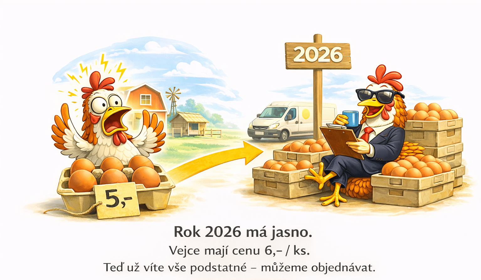 Rok 2026 má jasno. Vejce mají cenu 6 Kč / ks.